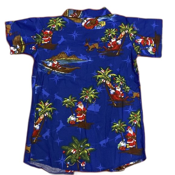 SSLR Casual Short Sleeve Button Up Santa Shirt Blue Boy Size XS NWOT - Picture 3 of 4